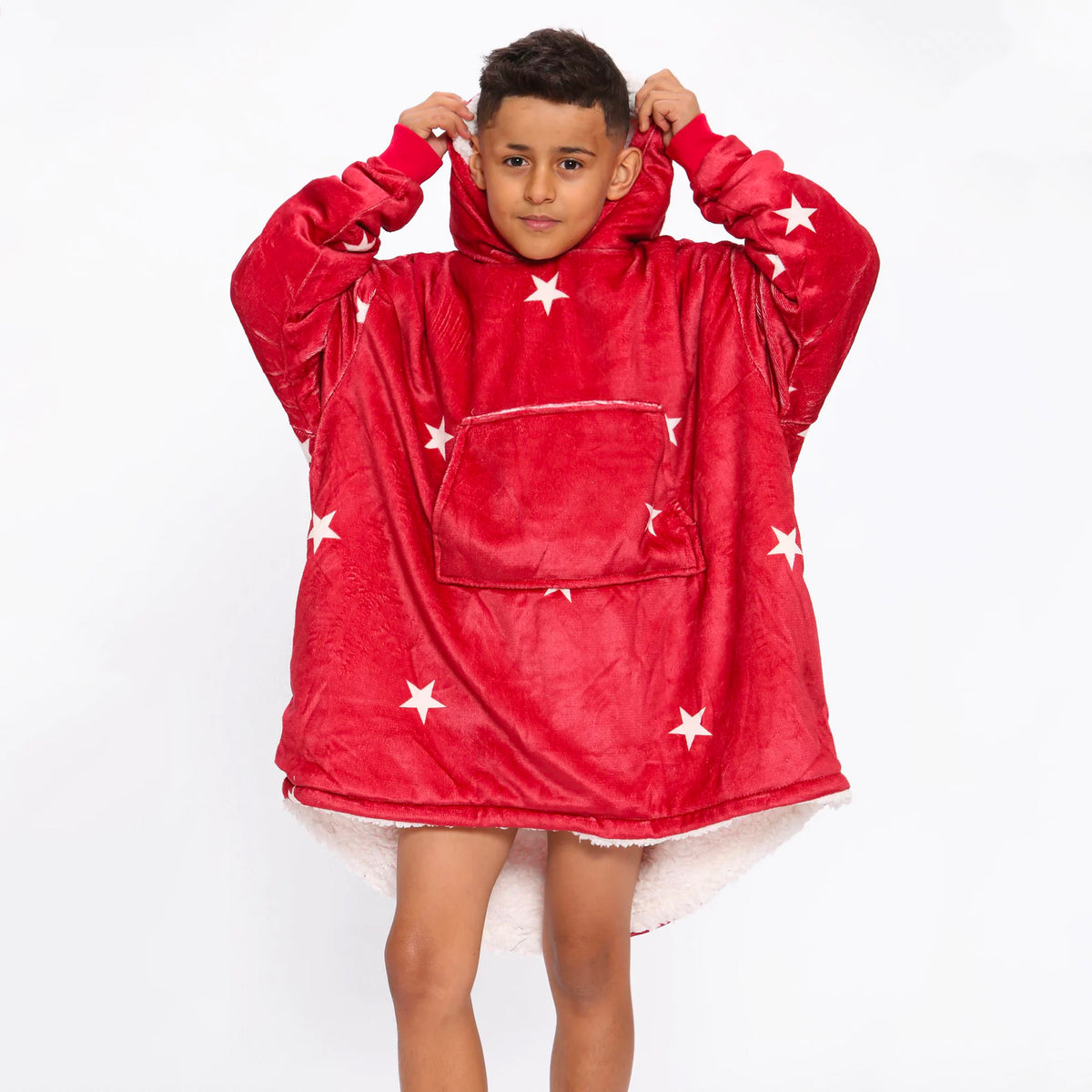 Kids Red Star Blanket Hoodie