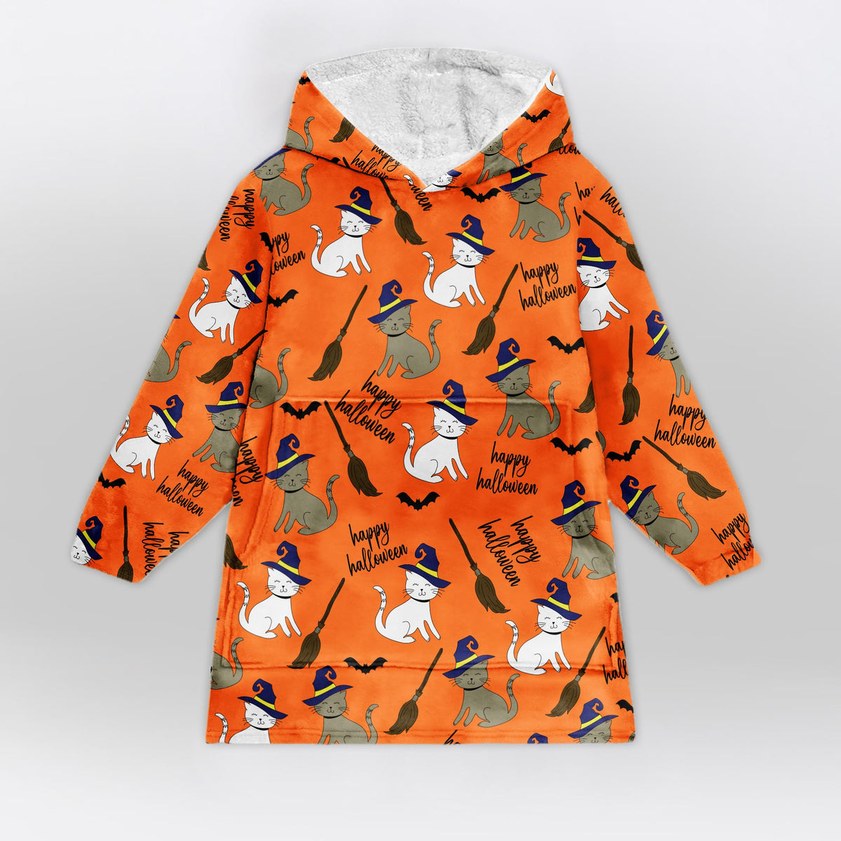 Witch Cat Halloween Blanket Hoodie