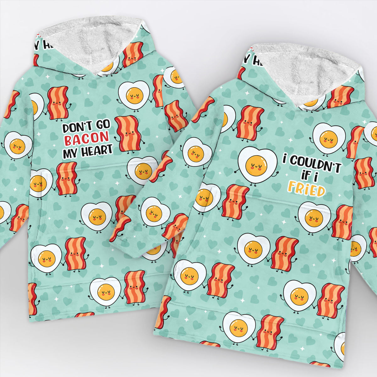 Bacon & Egg Couple Blanket Hoodies