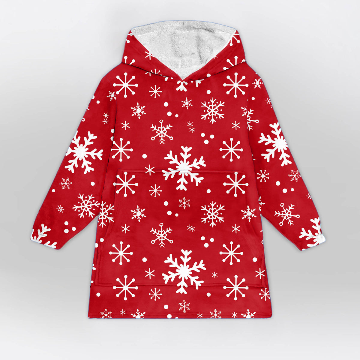 Red Snowflake Christmas Blanket Hoodie