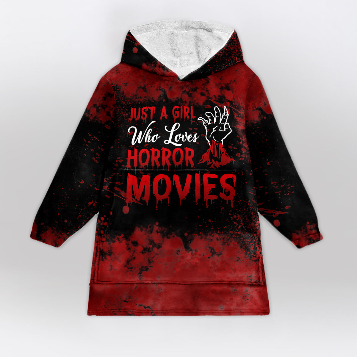 Just A Girl Who Loves Horror Movies Blanket Hoodie