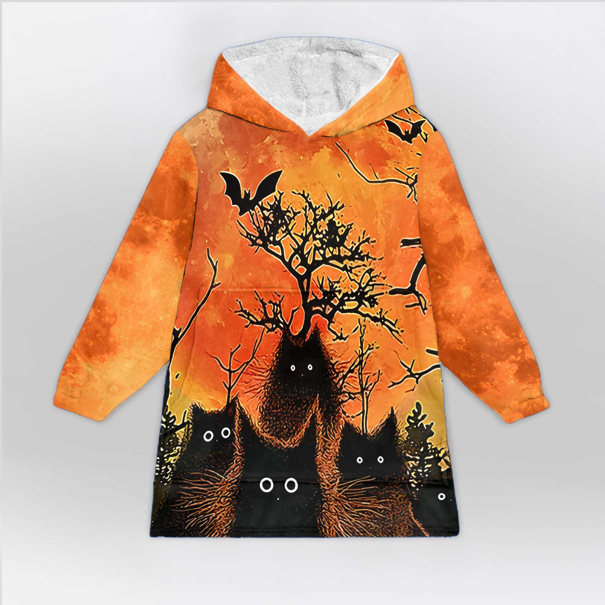 Blood Moon With Black Cats Blanket Hoodie