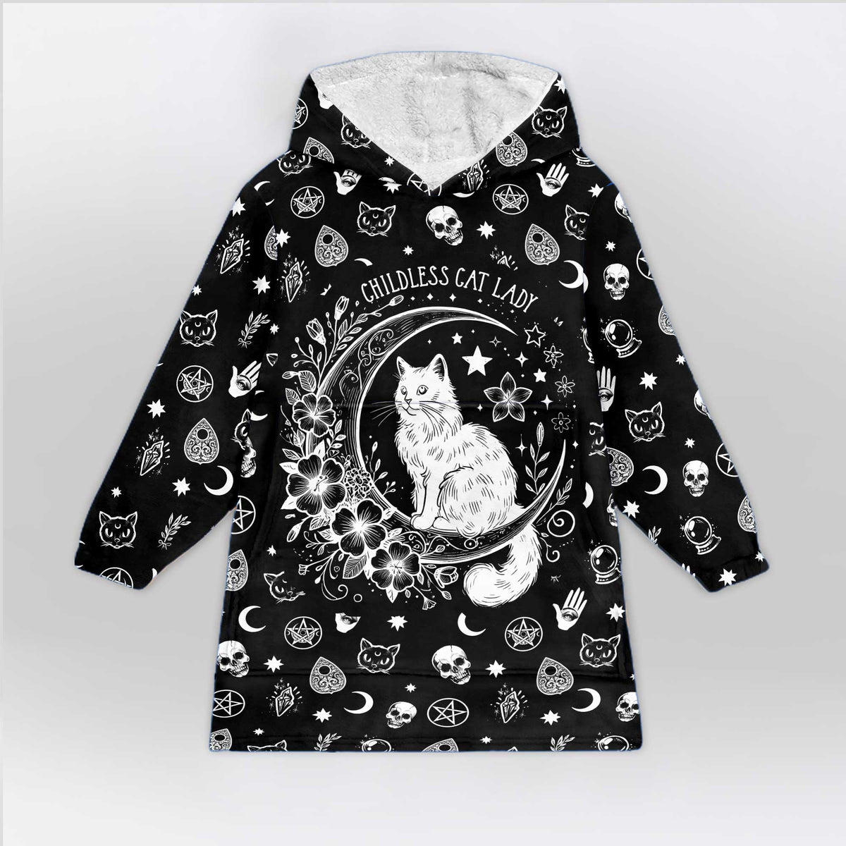 Halloween Childless Cat Lady Blanket Hoodie