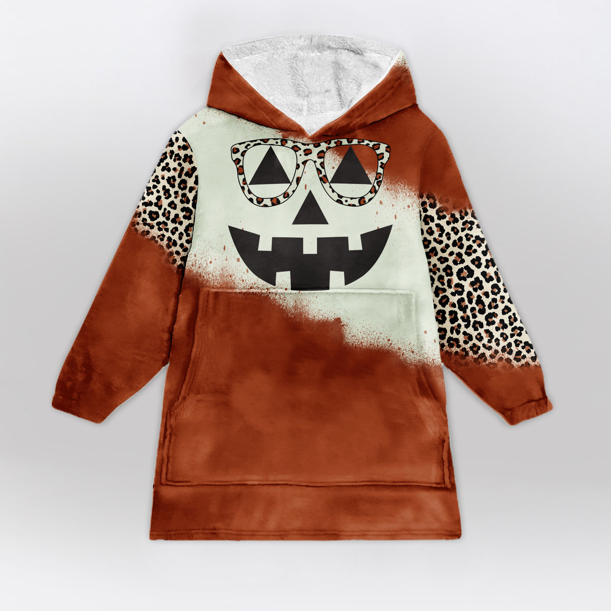 Halloween Leopard Pumpkin Blanket Hoodie