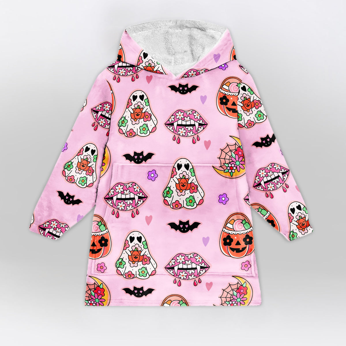 Halloween Pink Blanket Hoodie