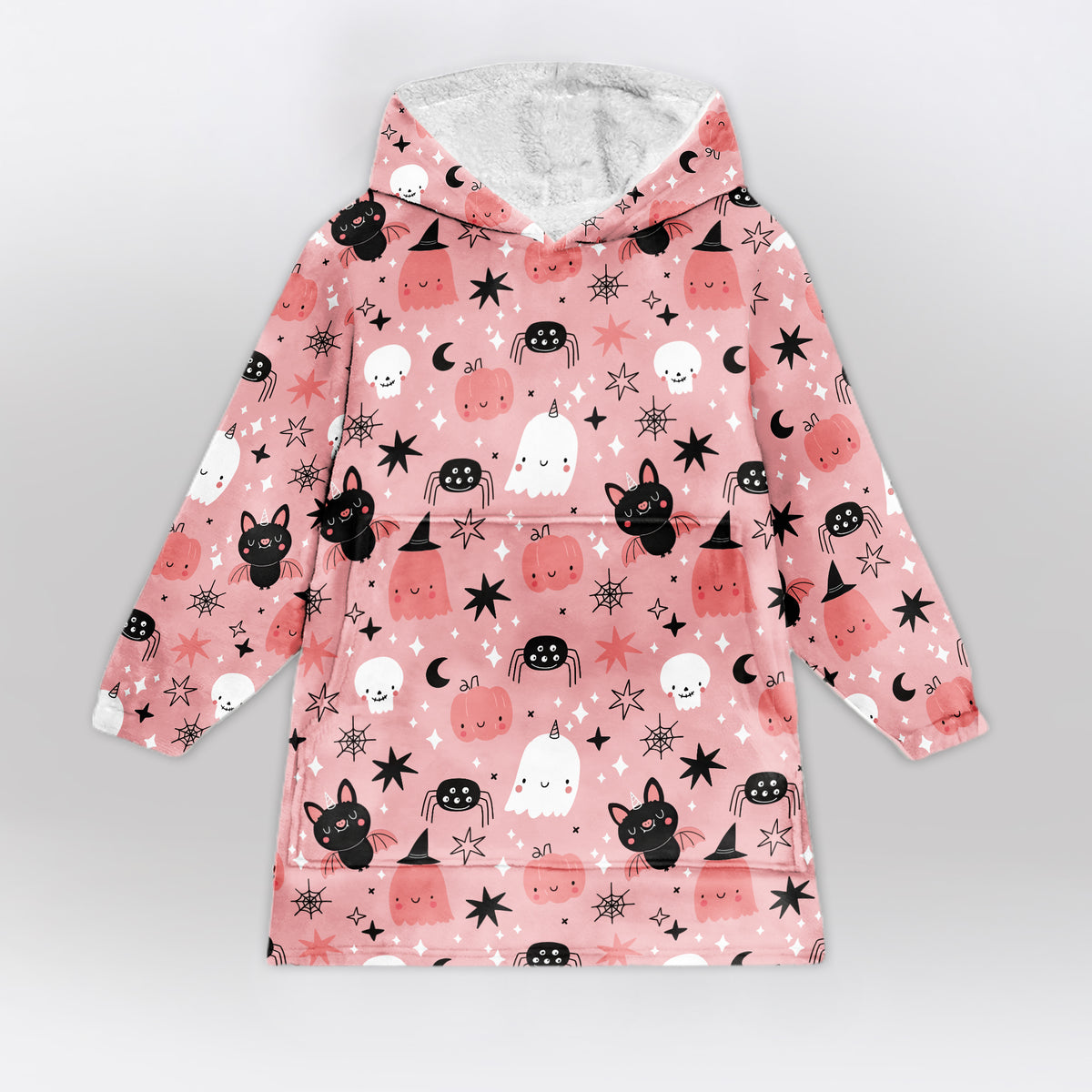 Pink Cute Pumpkin Ghost Bat Blanket Hoodie