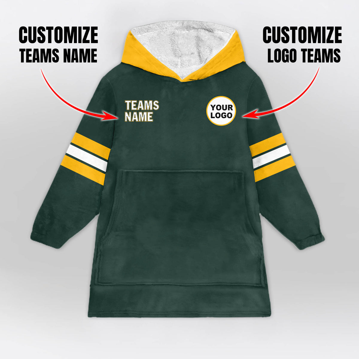 Green Bay Football Blanket Hoodie