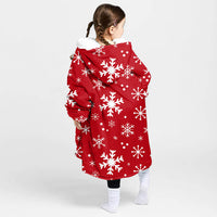 Load image into Gallery viewer, Kids Red Snowflake Christmas Blanket Hoodie
