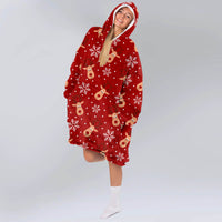 Load image into Gallery viewer, Reindeer Snowflakes Blanket Hoodie
