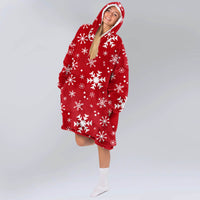 Load image into Gallery viewer, Red Snowflake Christmas Blanket Hoodie
