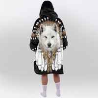 Load image into Gallery viewer, Native White Wolf Blanket Hoodie
