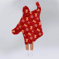 Load image into Gallery viewer, Reindeer Snowflakes Blanket Hoodie
