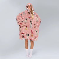 Load image into Gallery viewer, Loving Dogs Valentine Blanket Hoodie for Couple
