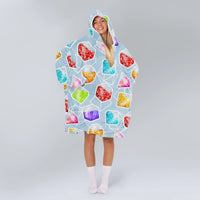 Load image into Gallery viewer, DnD Dice Set Blue Blanket Hoodie
