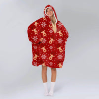 Load image into Gallery viewer, Reindeer Snowflakes Blanket Hoodie

