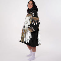 Load image into Gallery viewer, Native White Wolf Blanket Hoodie

