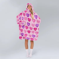 Load image into Gallery viewer, Valentine Heart Blanket Hoodie
