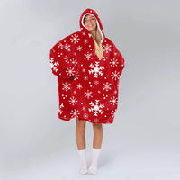 Load image into Gallery viewer, Red Snowflake Christmas Blanket Hoodie

