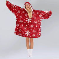 Load image into Gallery viewer, Red Snowflake Christmas Blanket Hoodie

