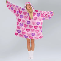 Load image into Gallery viewer, Valentine Heart Blanket Hoodie
