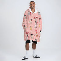 Load image into Gallery viewer, Loving Dogs Valentine Blanket Hoodie for Couple
