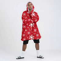 Load image into Gallery viewer, Red Snowflake Christmas Blanket Hoodie
