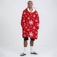 Load image into Gallery viewer, Red Snowflake Christmas Blanket Hoodie
