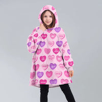 Load image into Gallery viewer, Kids Valentine Heart Blanket Hoodie
