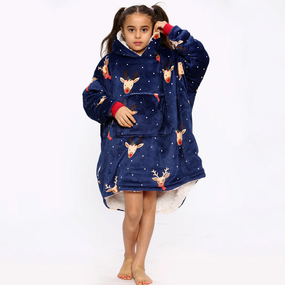 Kids Reindeer Blanket Hoodie