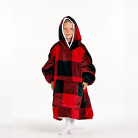 Load image into Gallery viewer, Kids Red Plaid Blanket Hoodie
