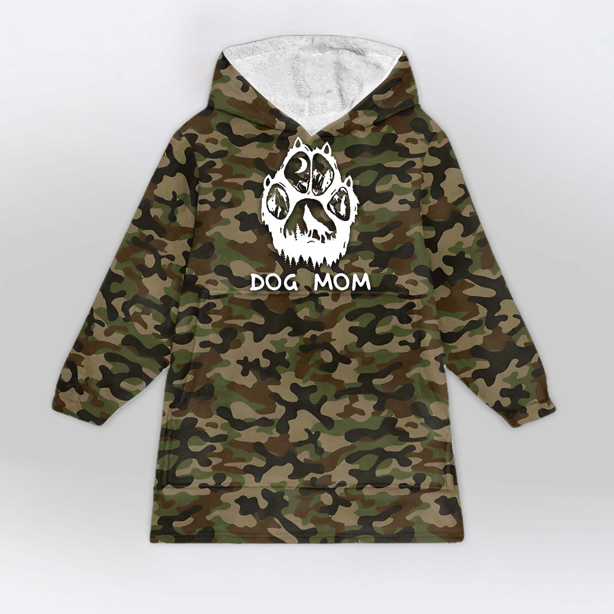 Woof Paw Print Camo - Dog Mom Wearable Blanket