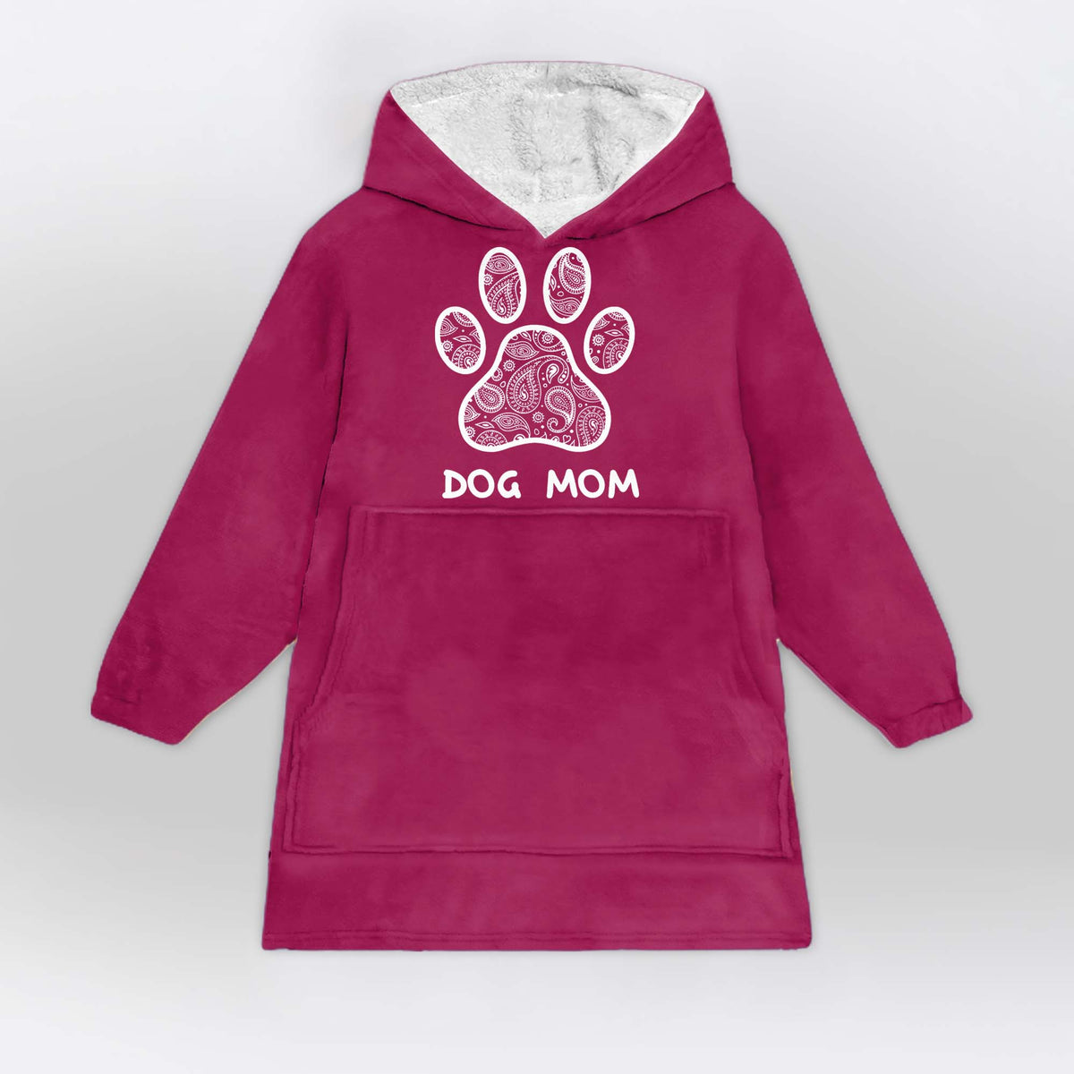 White Floral Print Maroon - Dog Mom Wearable Blanket