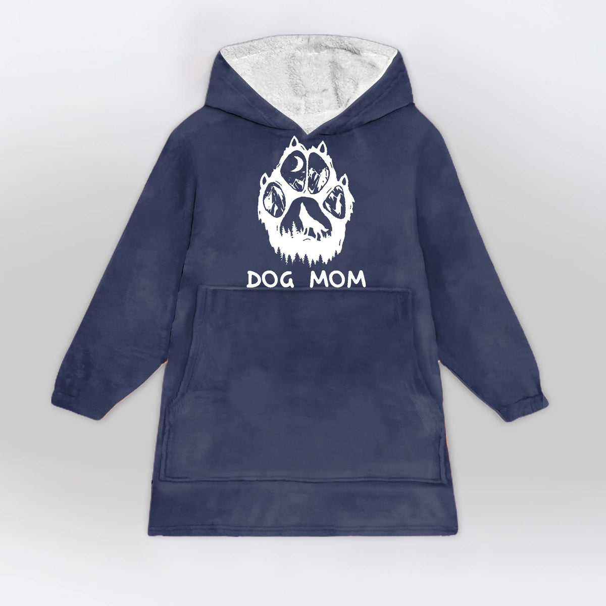 White Woof Paw Charcoal - Dog Mom Wearable Blanket