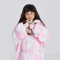 Load image into Gallery viewer, Kids Pink Tie Dye Blanket Hoodie
