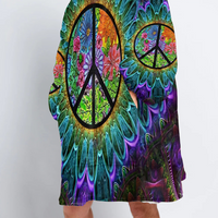 Load image into Gallery viewer, Hippie Peace Sign Flower Blanket Hoodie - Hippie Gifts
