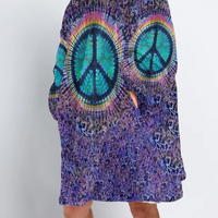 Load image into Gallery viewer, Hippie Peace Sign Blanket Hoodie - Hippie Gifts

